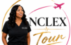 elegant travel logo with nurse and plane